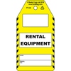 Rental Equipment (Vendor)-tag, Engels, Zwart op wit, geel, 80,00 mm (B) x 150,00 mm (H)